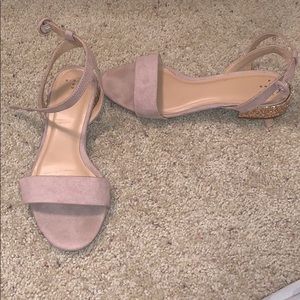 Women’s nude sandals with sparkly heel